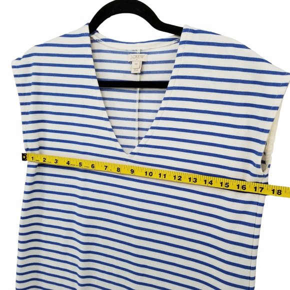 J.CREW Striped Mini Dress Blue White V Neck Cap Sleeve Nautical Pullover Sz XXS - Picture 7 of 10